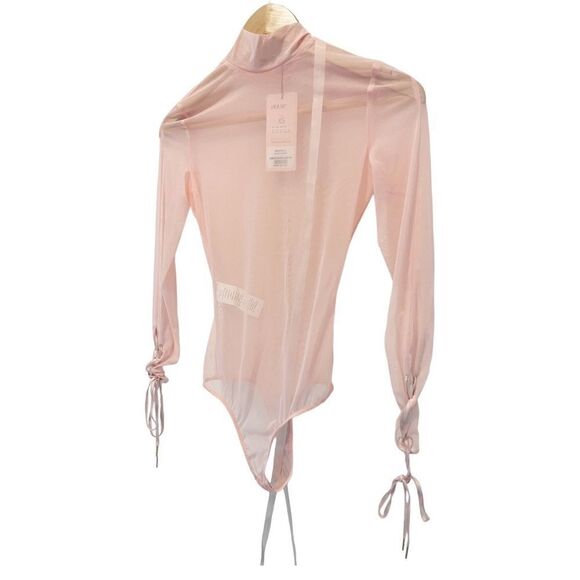 HOUSE OF CB CAROVI  POWDER PINK SHEER MESH BODYSUIT - Picture 6 of 13